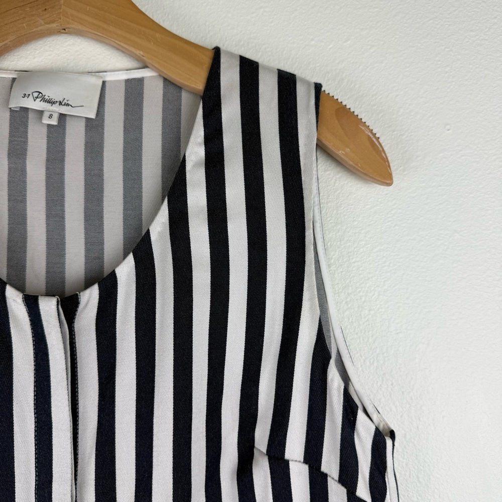 3.1 Phillip Lim Navy White Striped Shirt Dress Womens Size 8 Button Down - Picture 5 of 14